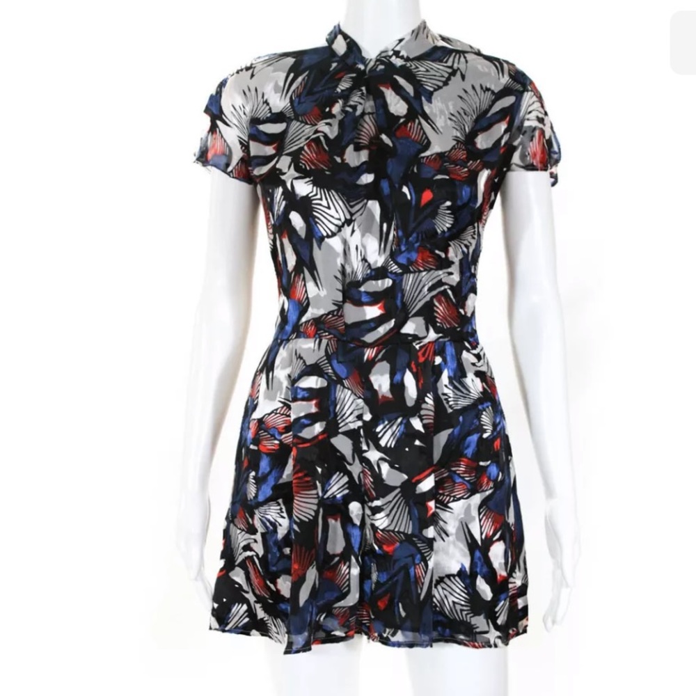 REISS silk print cap sleeve shorts romper